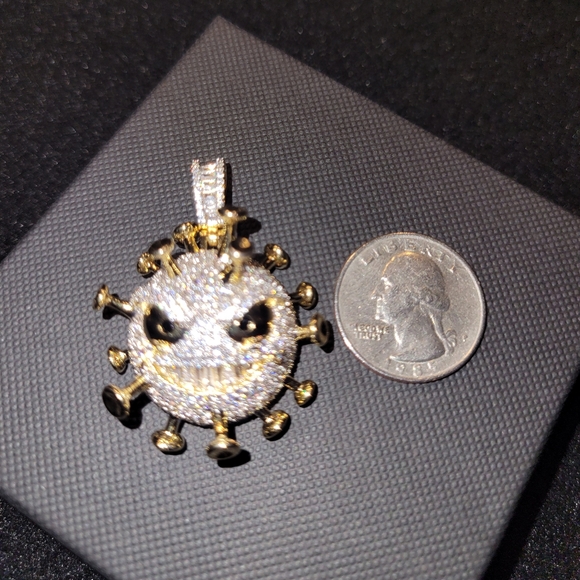 14k gold fill over brass "virus" pendant. - Picture 4 of 4